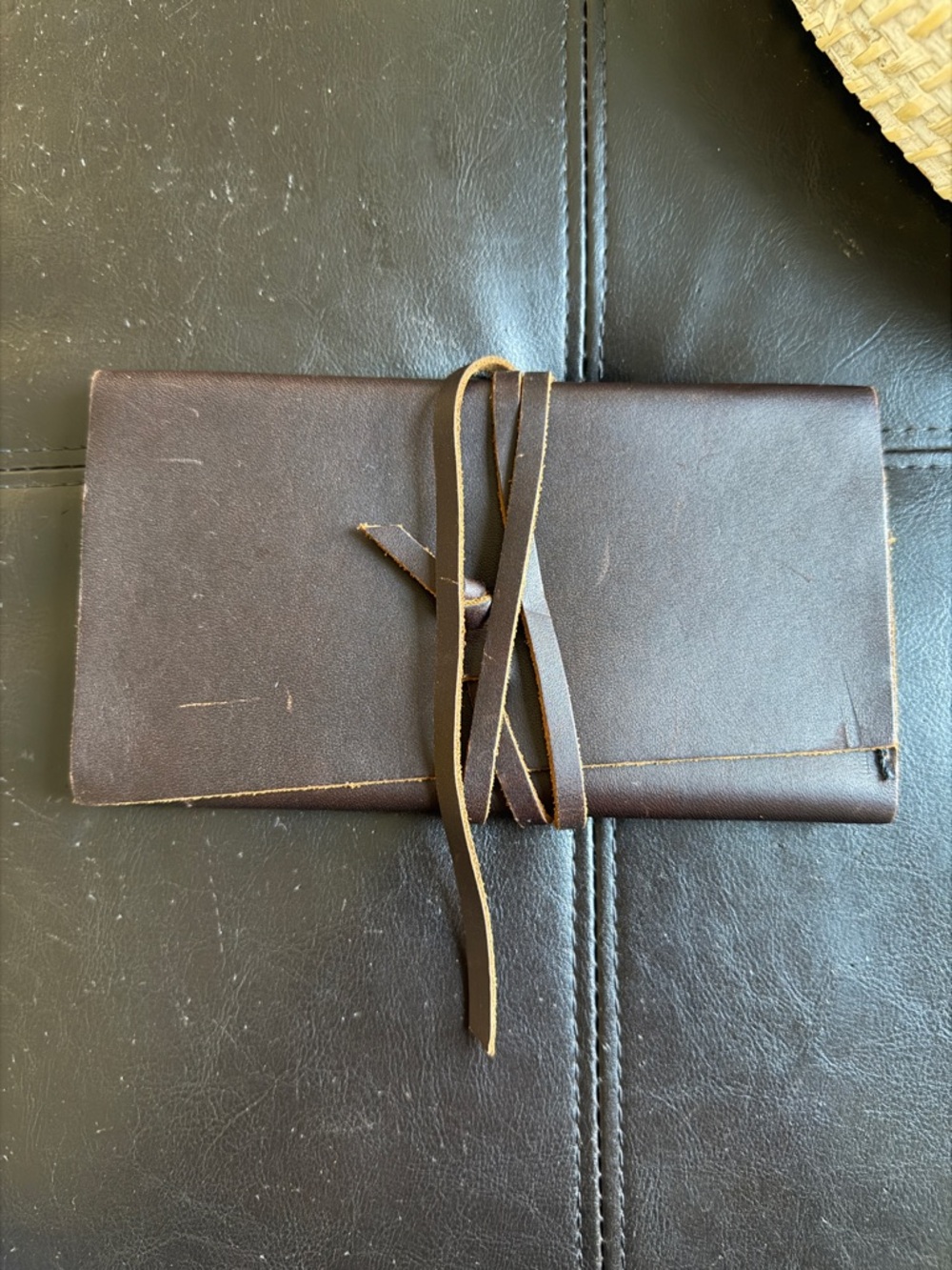 Portland Leather Dark Brown Rancher Wrap Wallet with Tie Closure
